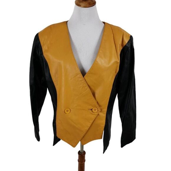 Vintage Leather Ballet of London Two-Tone Leather Jacket | Tag Size 20 - Picture 1 of 6